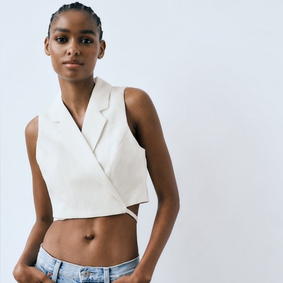 Zara Tops - ZARA | Wrap Around Crop Vest | Size XL